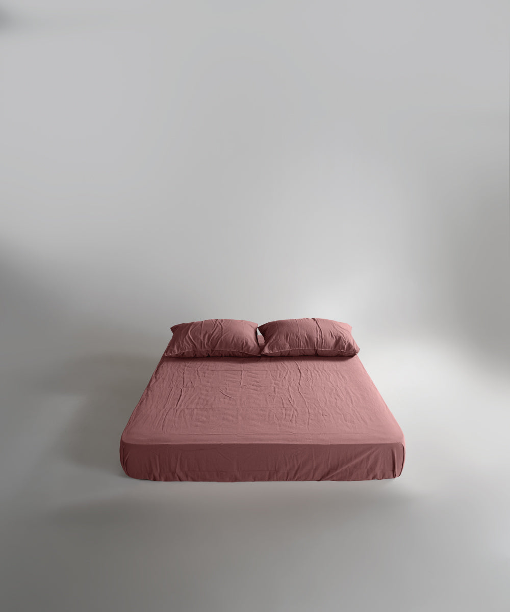 Stonewash 100% Yıkanmış Pamuk Nevresim Takımı Old Rose
