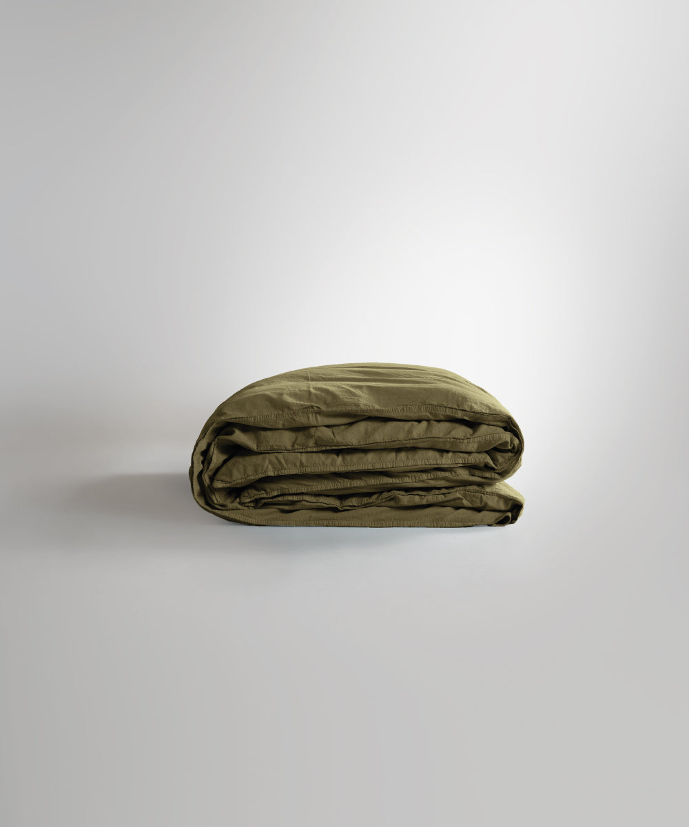 Stonewash 100% Yıkanmış Pamuk Nevresim Seti Olive