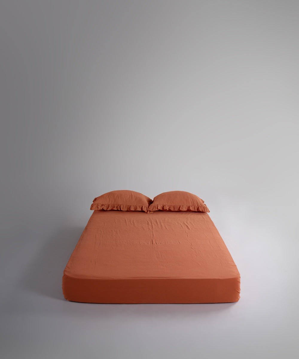 %100 Pamuk Yıkamalı Exclusive Müslin Çarşaf Set - Mecca Orange