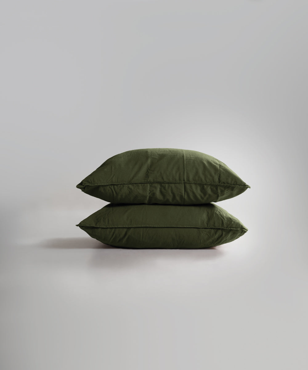 Stonewash 100% Yıkanmış Pamuk Yastık Kılıfı Capulet Olive
