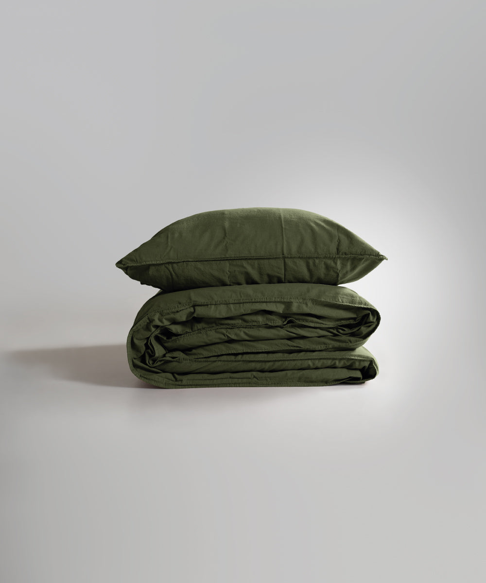Stonewash 100% Yıkanmış Pamuk Nevresim Takımı Capulet Olive