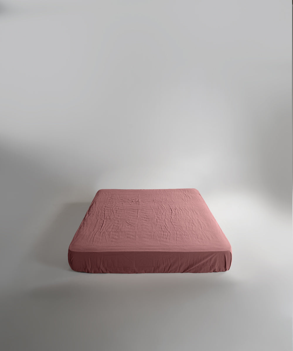 Stonewash 100% Yıkanmış Pamuk Çarşaf Old Rose