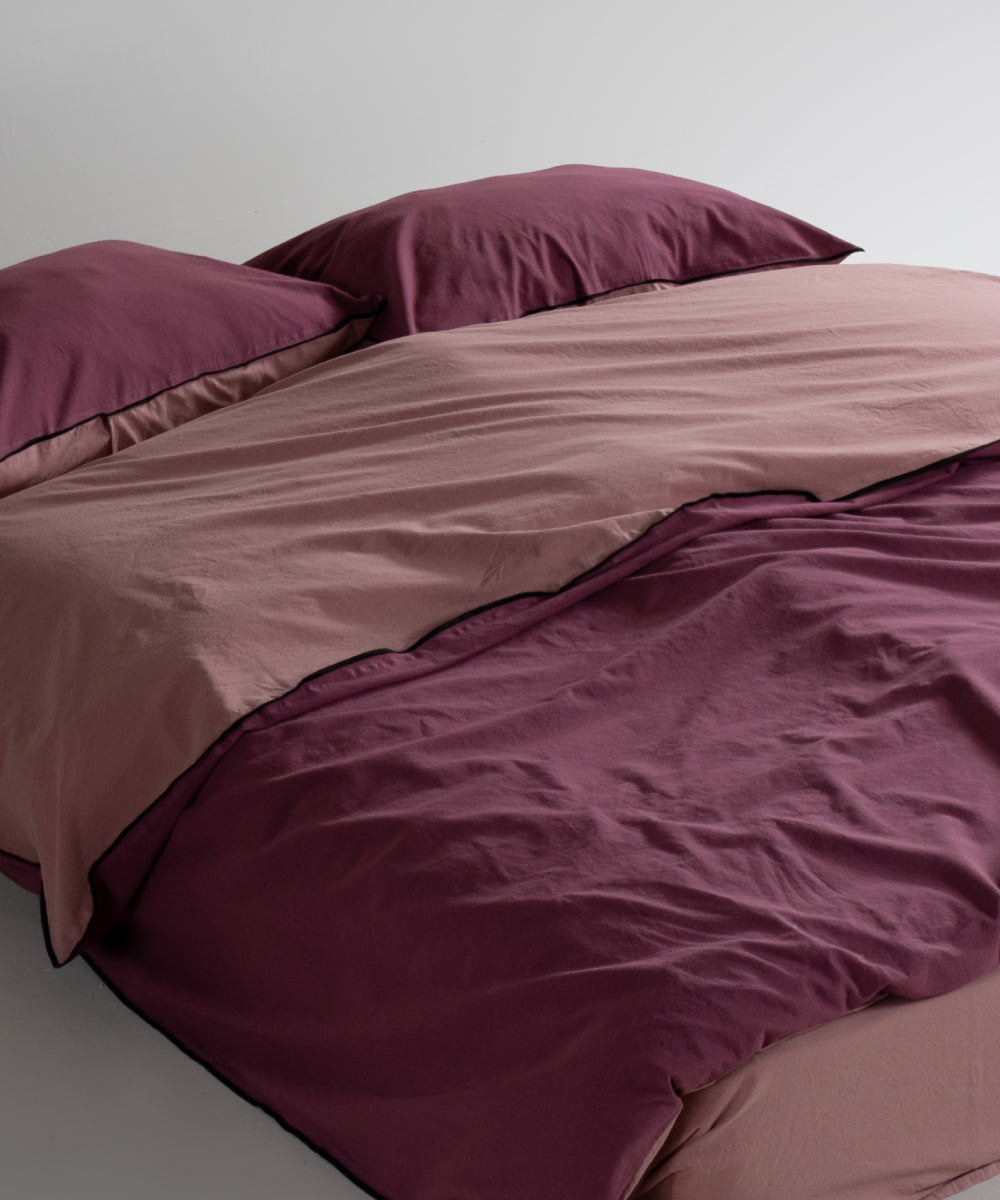 Essualte Doubleface %100 Pamuk Nevresim Takımı Old Rose-Raspberry