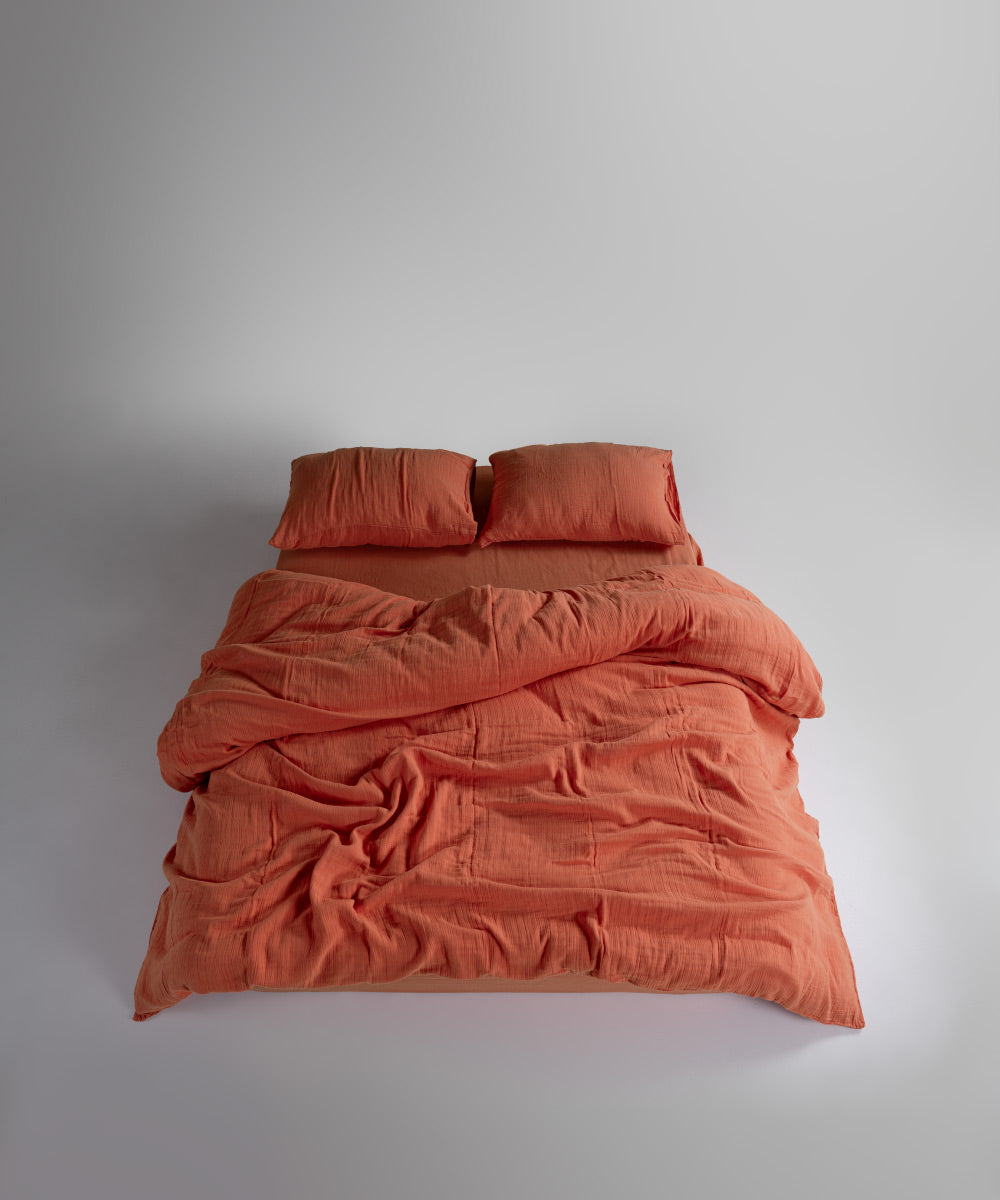 %100 Pamuk Yıkamalı Müslin Yastık Kılıfı - Mecca Orange