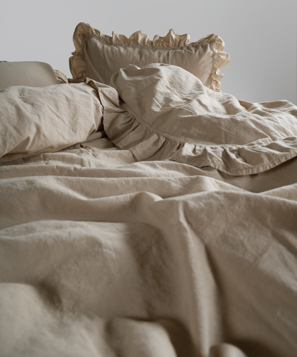 Stonewash 100% Yıkanmış Pamuk Exclusive Nevresim Takımı Oxford Tan