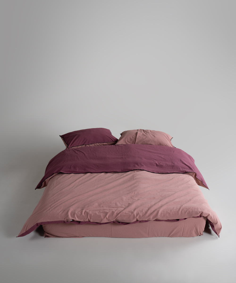 Essualte Doubleface %100 Pamuk Nevresim Takımı Old Rose-Raspberry