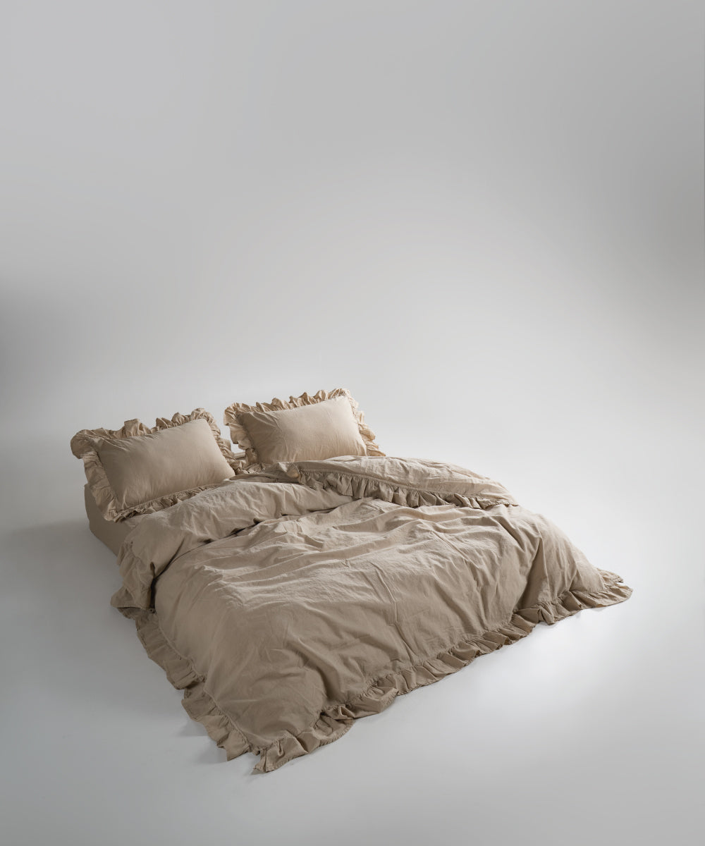 Stonewash 100% Yıkanmış Pamuk Exclusive Nevresim Takımı Oxford Tan