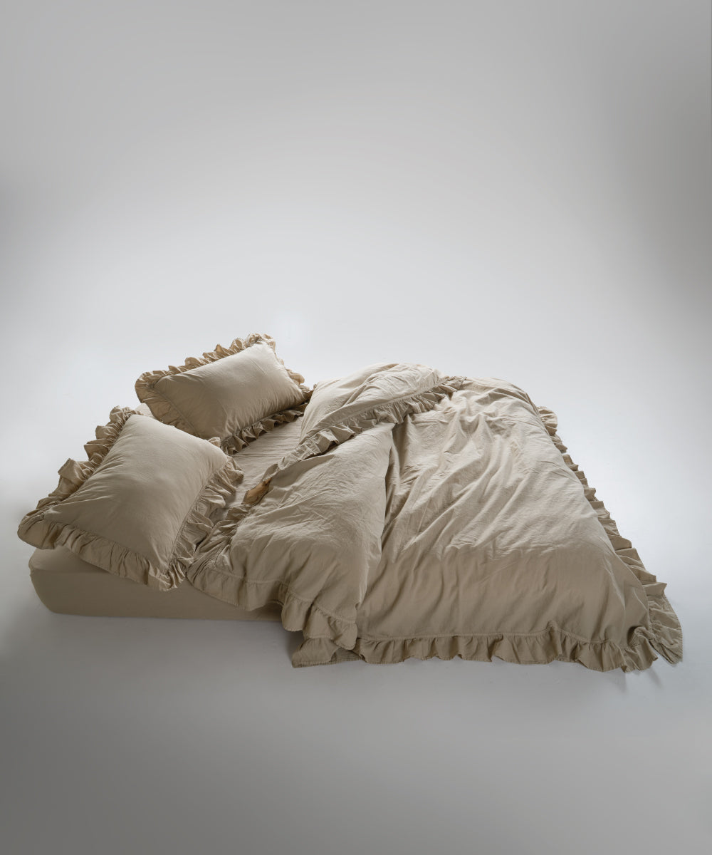 Stonewash 100% Yıkanmış Pamuk Exclusive Nevresim Takımı Oxford Tan