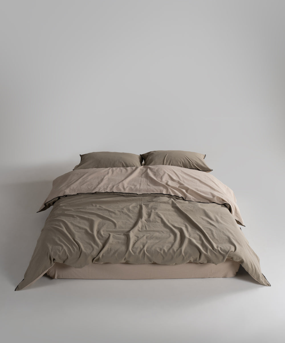 Essualte Doubleface %100 Pamuk Nevresim Takımı Akdeniz Yeşili / Oxford Tan