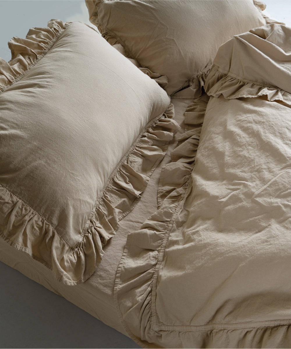 Stonewash 100% Yıkanmış Pamuk Exclusive Nevresim Takımı Oxford Tan