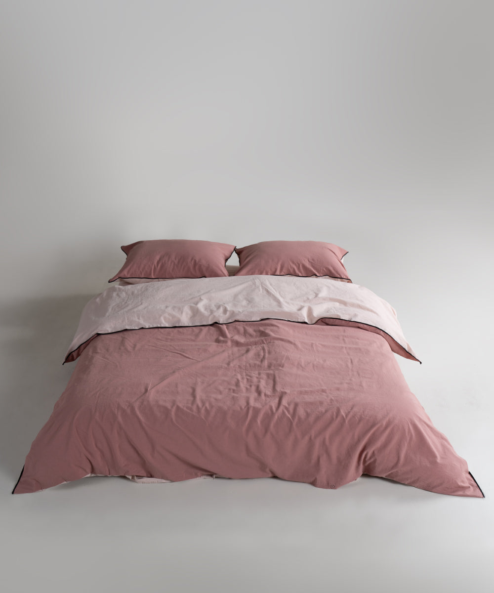 Essualte Doubleface %100 Pamuk Nevresim Takımı Old Rose / Pristine