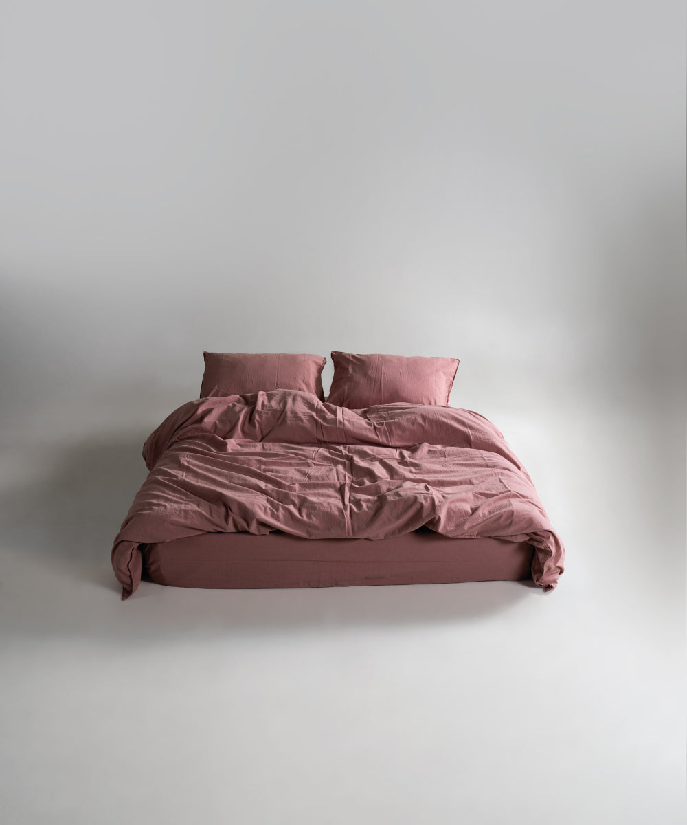 Stonewash 100% Yıkanmış Pamuk Nevresim Takımı Old Rose