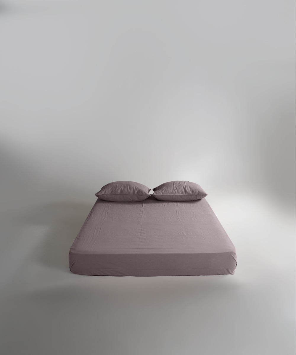 Stonewash 100% Yıkanmış Pamuk Çarşaf Set Natural Violet