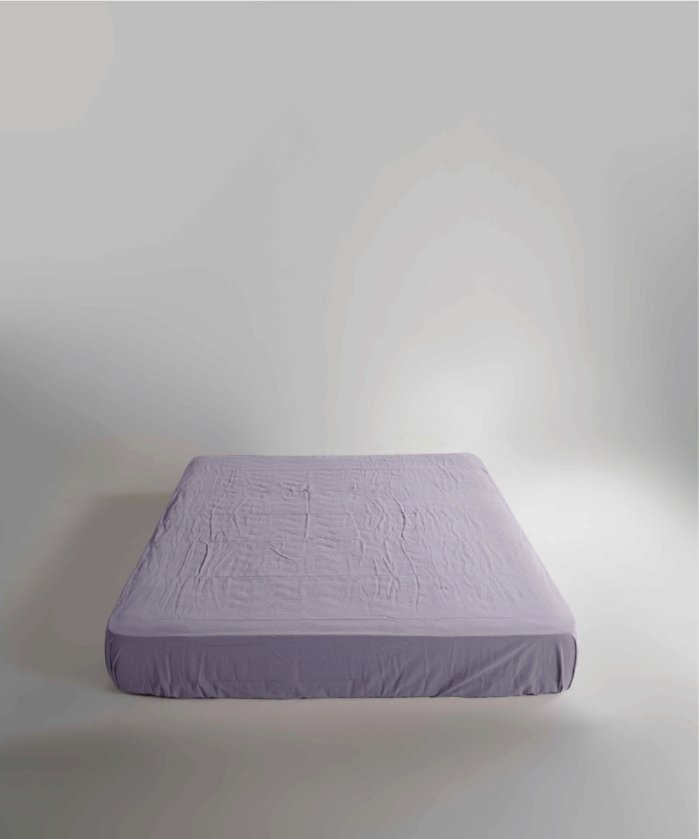 Stonewash 100% Yıkanmış Pamuk Çarşaf Set Violet