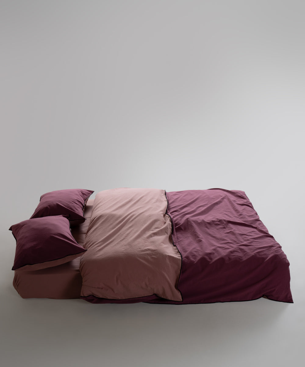 Essualte Doubleface %100 Pamuk Nevresim Takımı Old Rose-Raspberry