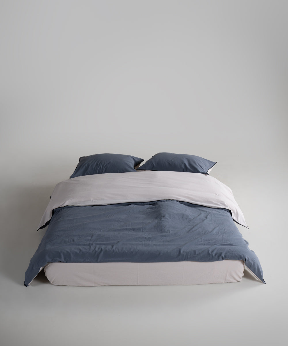 Essualte Doubleface %100 Pamuk Nevresim Takımı Natural Grey / Natural Cream