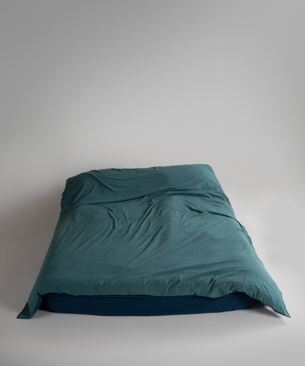 Essualte Doubleface %100 Pamuk Nevresim Takımı Dark Green-Dress Blue