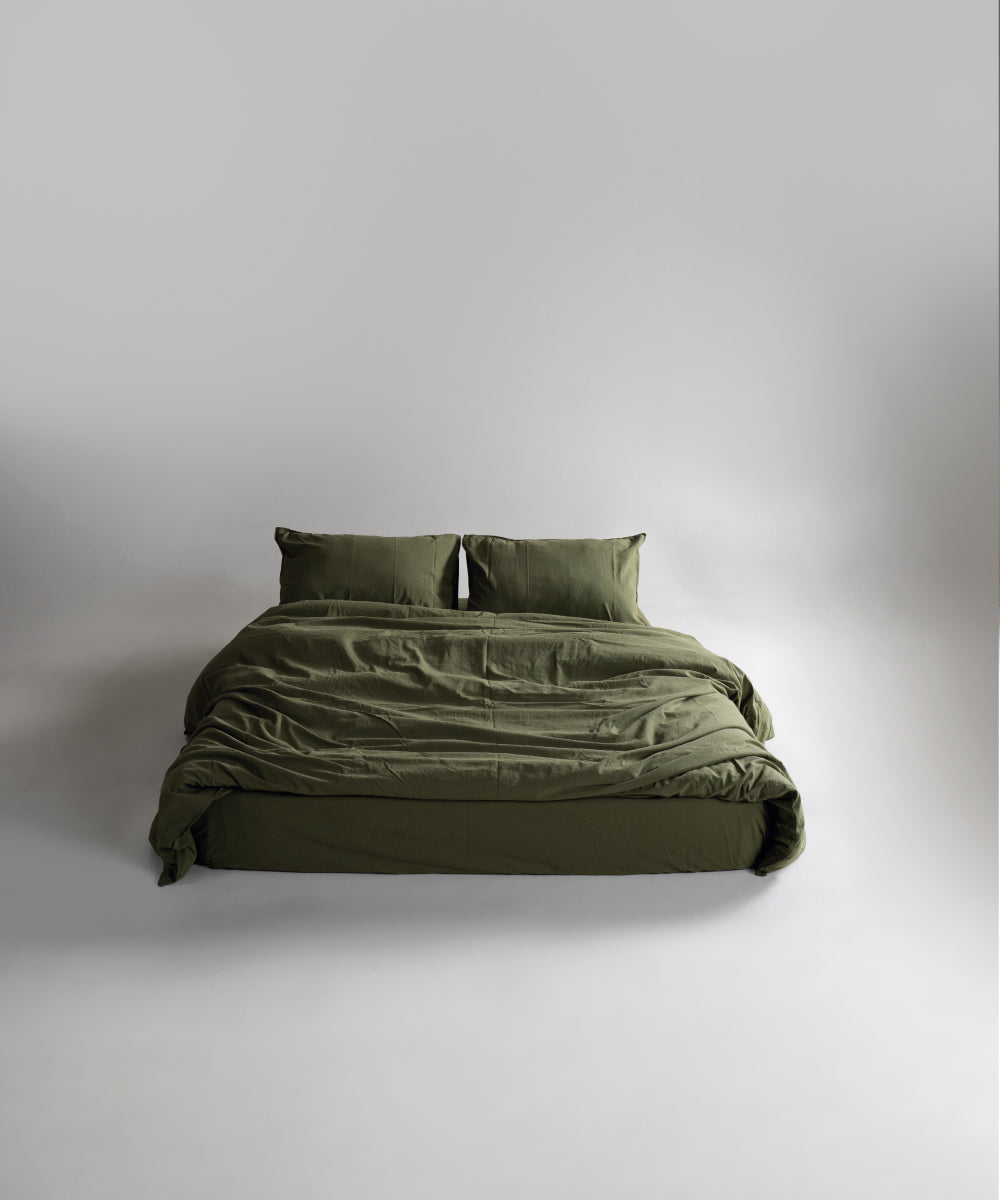 Stonewash 100% Yıkanmış Pamuk Nevresim Takımı Capulet Olive