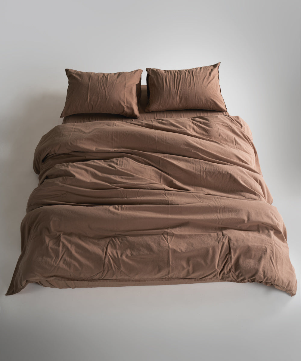 Stonewash 100% Yıkanmış Pamuk Nevresim Takımı Wood Smoke
