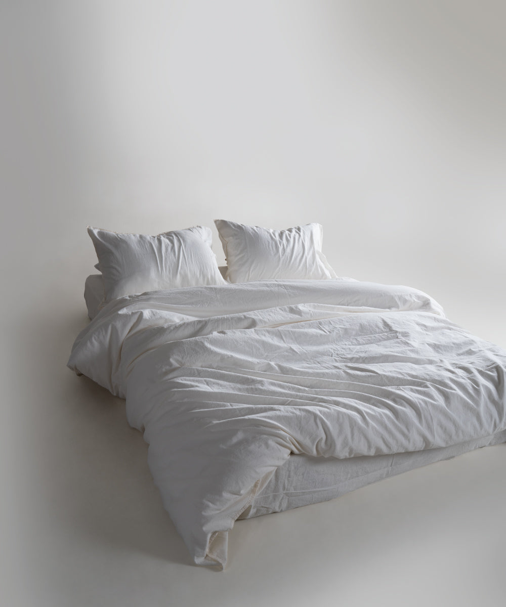 Stonewash 100% Yıkanmış Pamuk Çarşaf Snow White