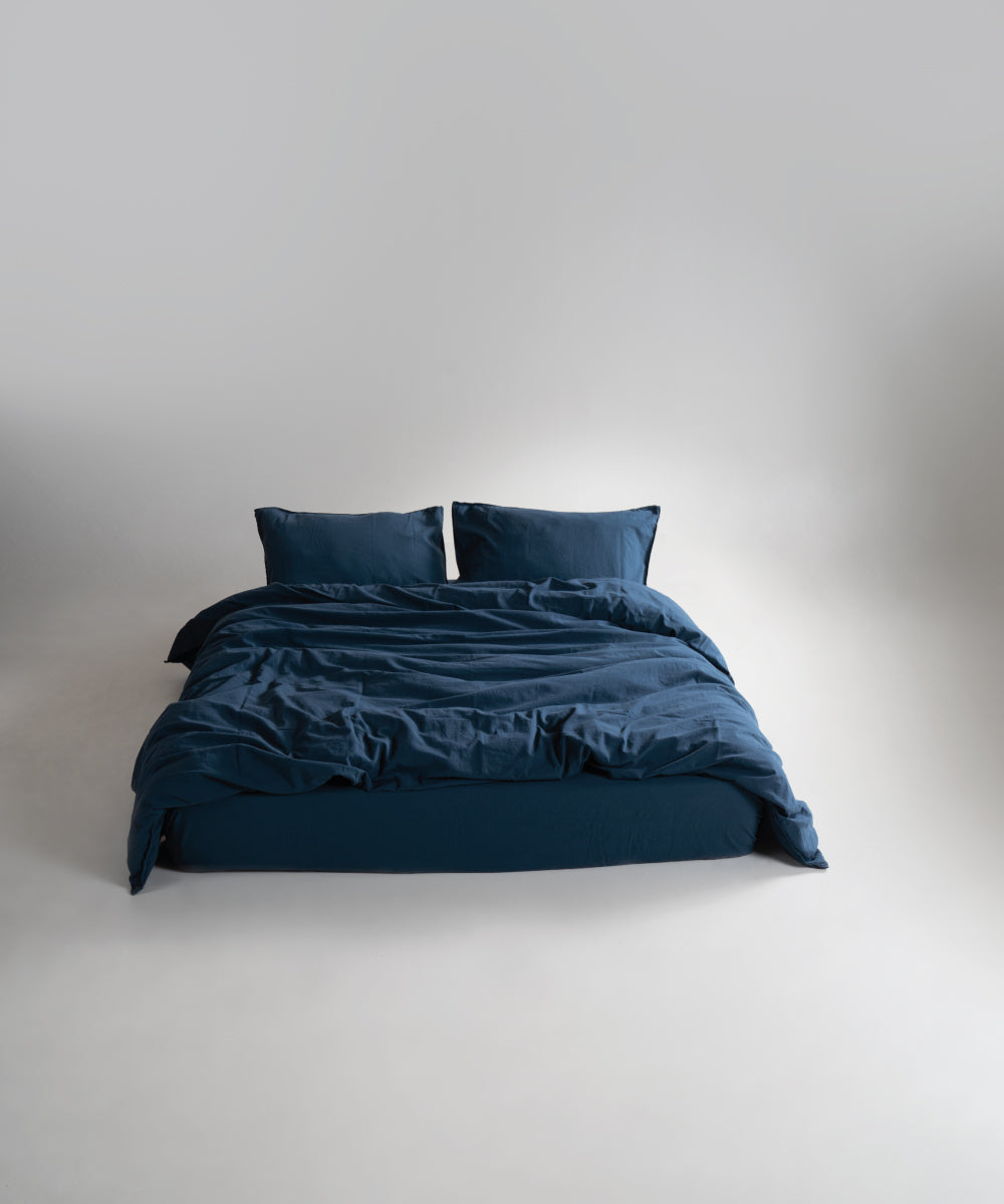 Stonewash 100% Yıkanmış Pamuk Yastık Kılıfı Dress Blue