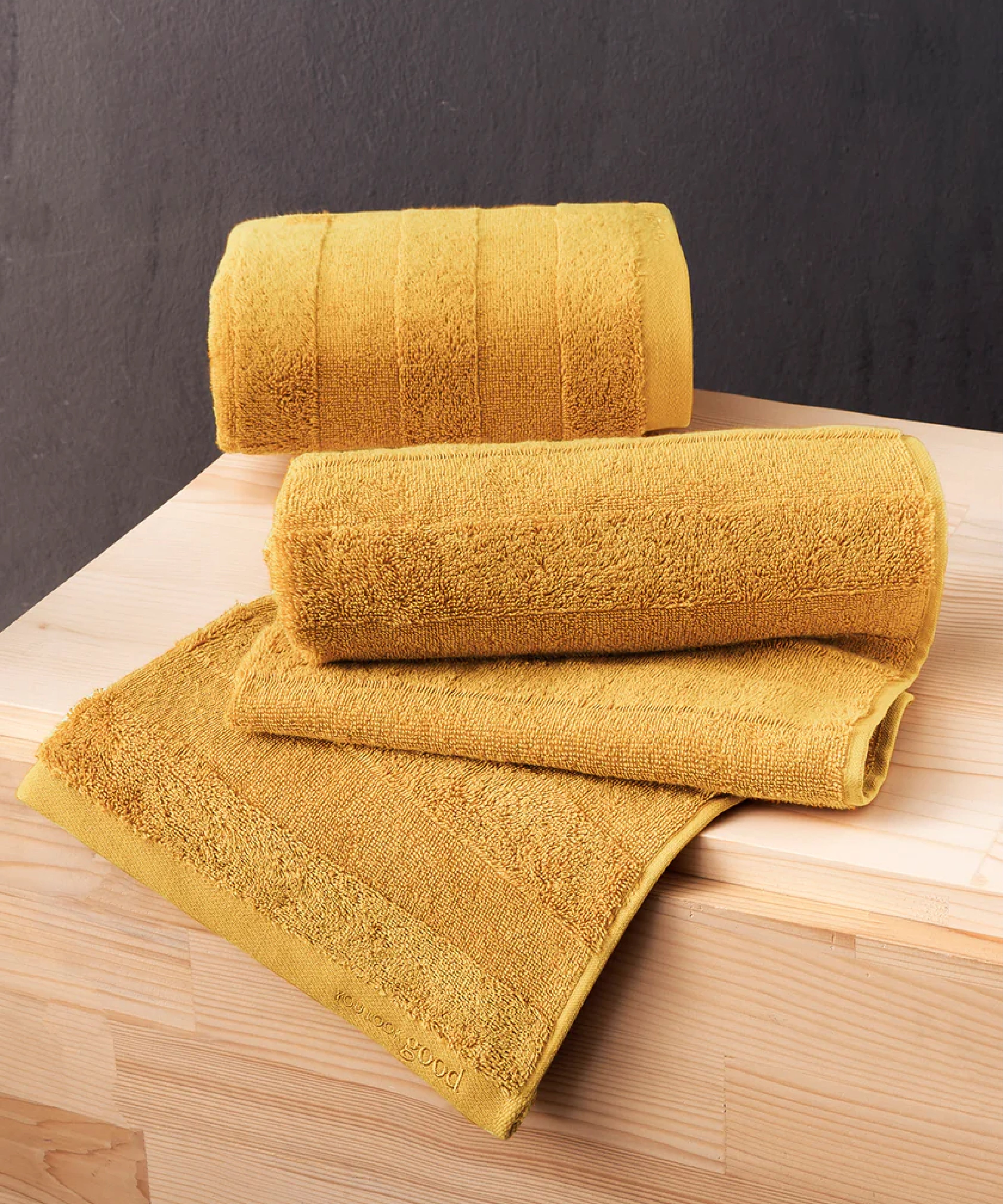 Mons Set - 50x90cm 1 Havlu + 70x140cm 1 Havlu Mustard