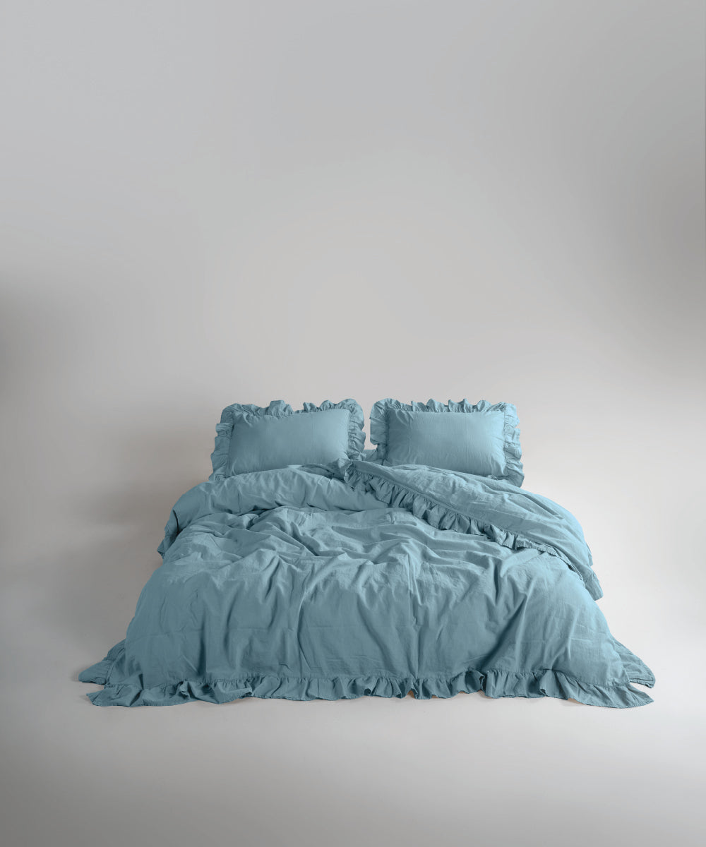 Stonewash 100% Yıkanmış Pamuk Exclusive Nevresim Takımı Mineral Blue