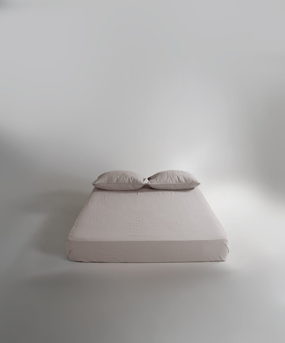Stonewash 100% Yıkanmış Pamuk Çarşaf Set Natural Cream