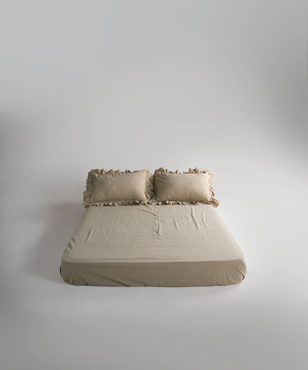 Stonewash 100% Yıkanmış Pamuk Exclusive Nevresim Takımı Oxford Tan