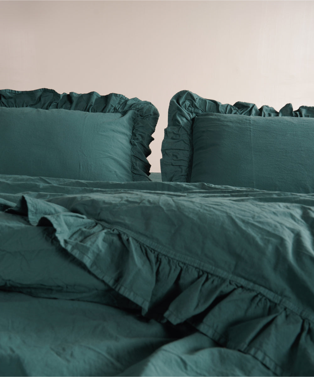 Stonewash 100% Yıkanmış Pamuk Exclusive Nevresim Takımı Dark Green