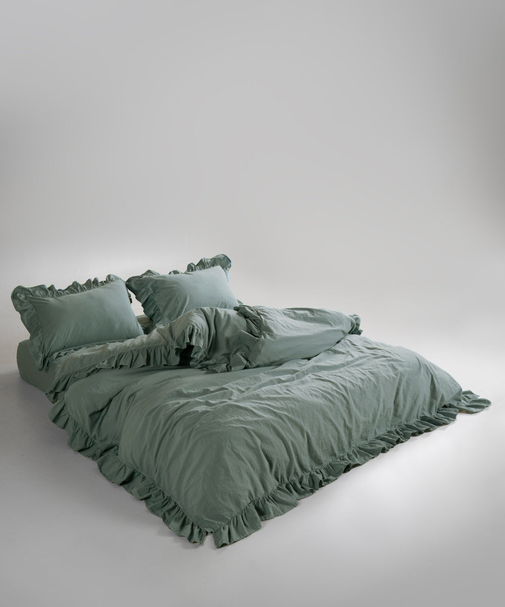 Stonewash 100% Yıkanmış Pamuk Exclusive Yastık Kılıfı Natural Green