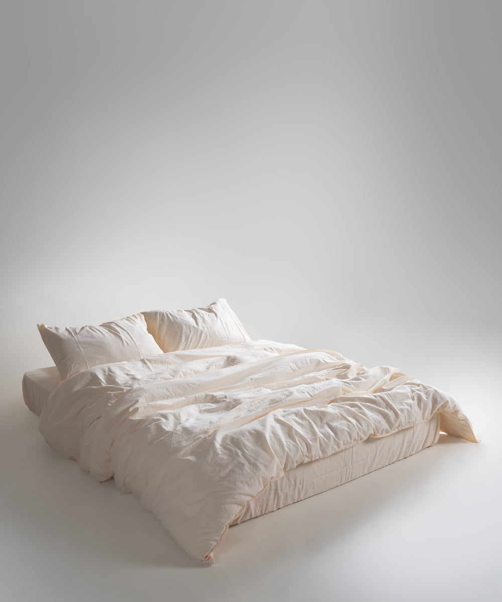 Stonewash 100% Yıkanmış Pamuk Nevresim Takımı Akdeniz Kremi