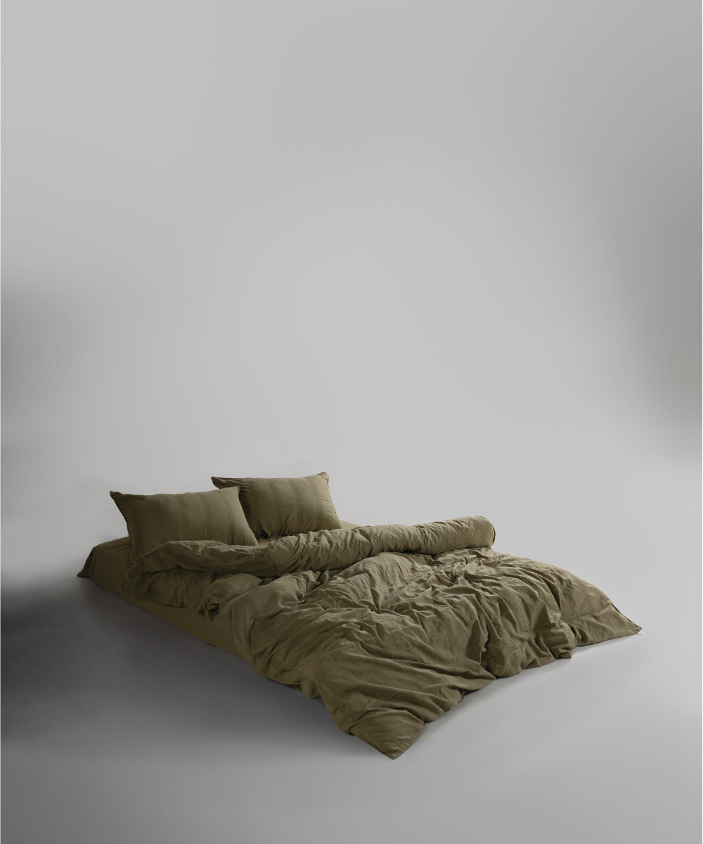 %100 Pamuk Stonewash Nevresim Takımı Cassandra - Olive