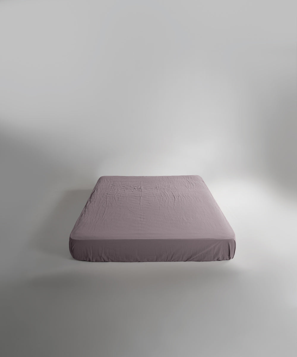 Stonewash 100% Yıkanmış Pamuk Çarşaf Natural Violet