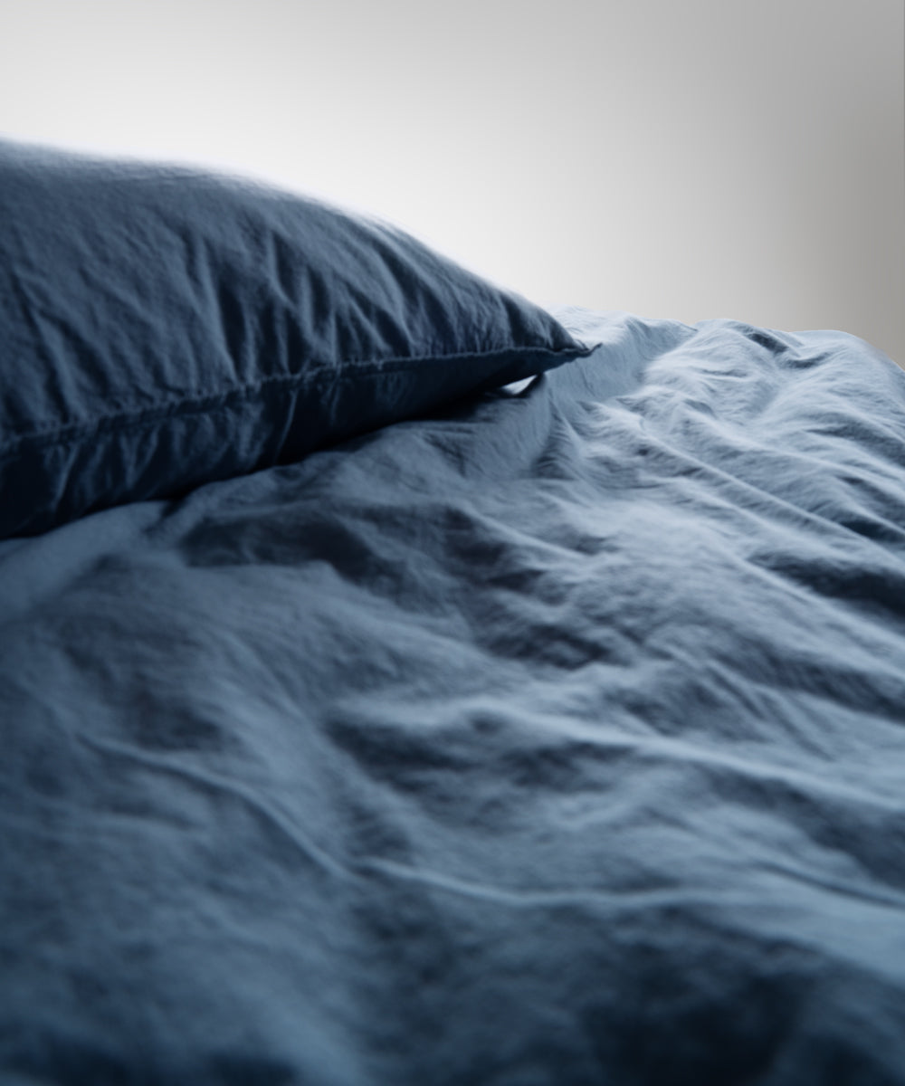 Stonewash 100% Yıkanmış Pamuk Nevresim Takımı Akdeniz Mavisi