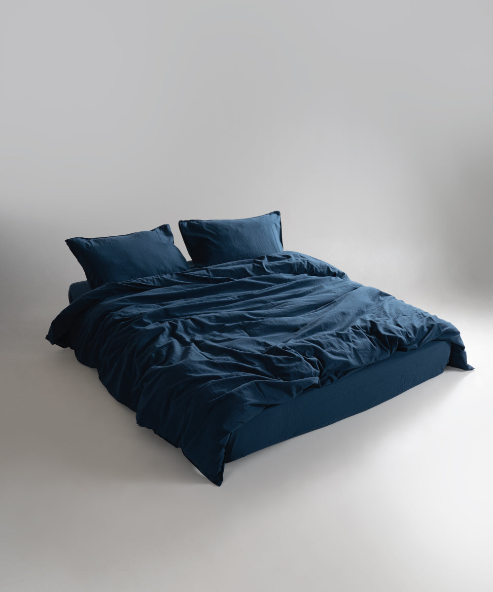 Stonewash 100% Yıkanmış Pamuk Nevresim Dress Blue