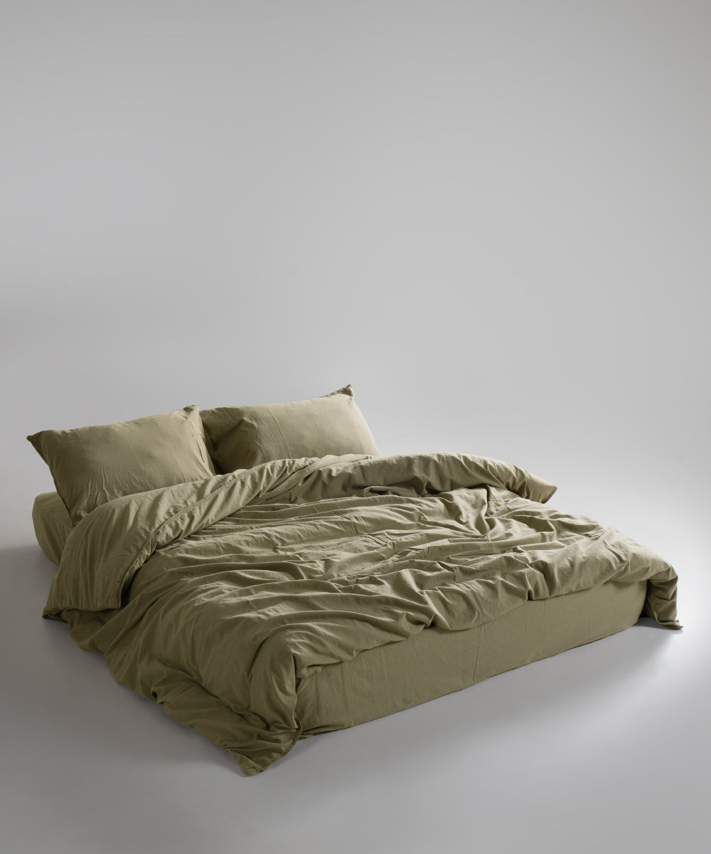 Stonewash 100% Yıkanmış Pamuk Nevresim Takımı Akdeniz Yeşili