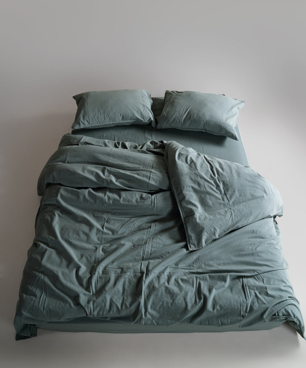 Stonewash 100% Yıkanmış Pamuk Nevresim Takımı Natural Green