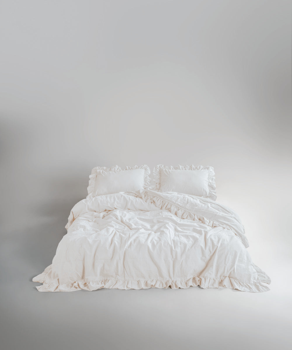 Stonewash 100% Yıkanmış Pamuk Exclusive Nevresim Takımı Snow White