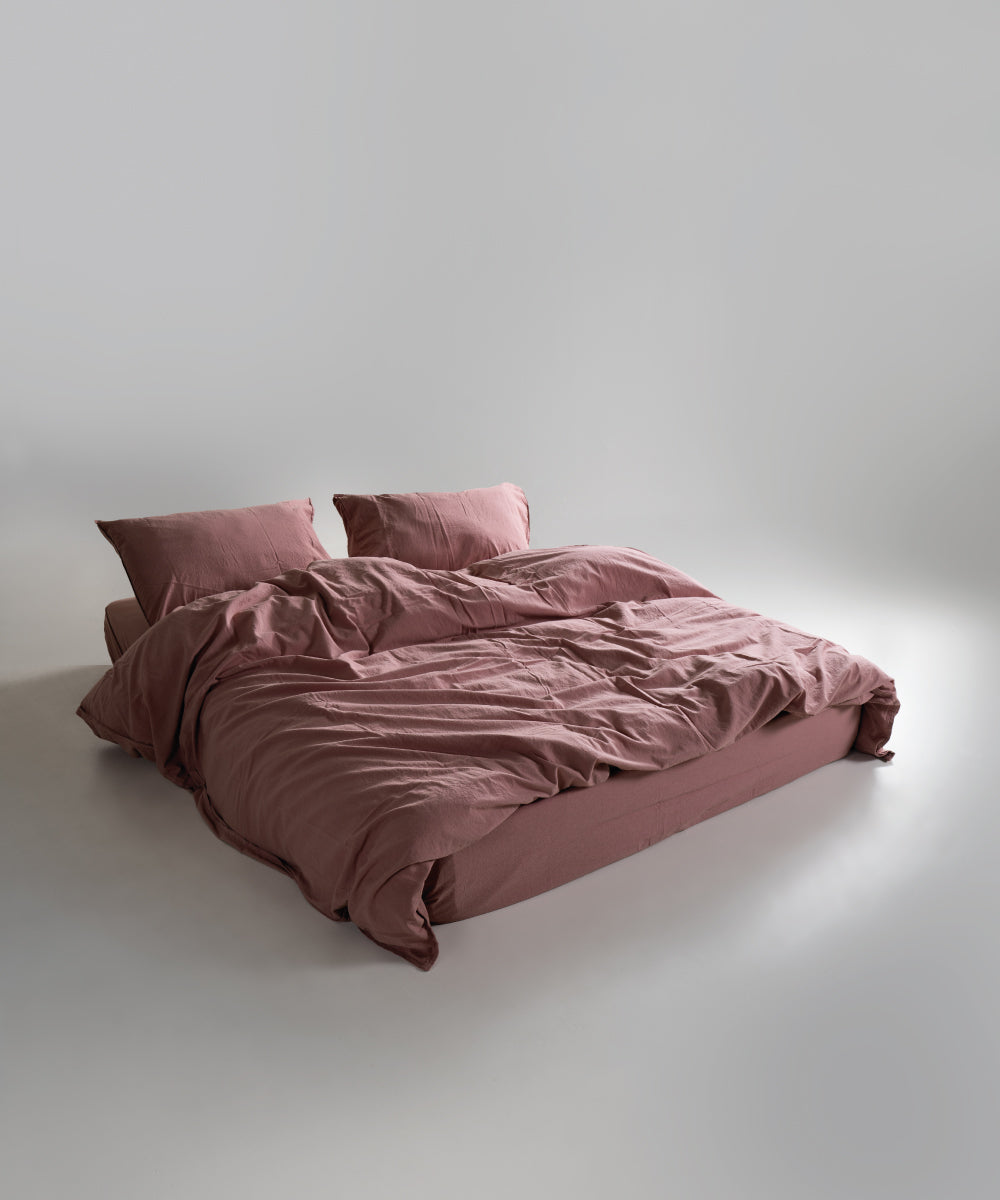 Stonewash 100% Yıkanmış Pamuk Nevresim Takımı Old Rose