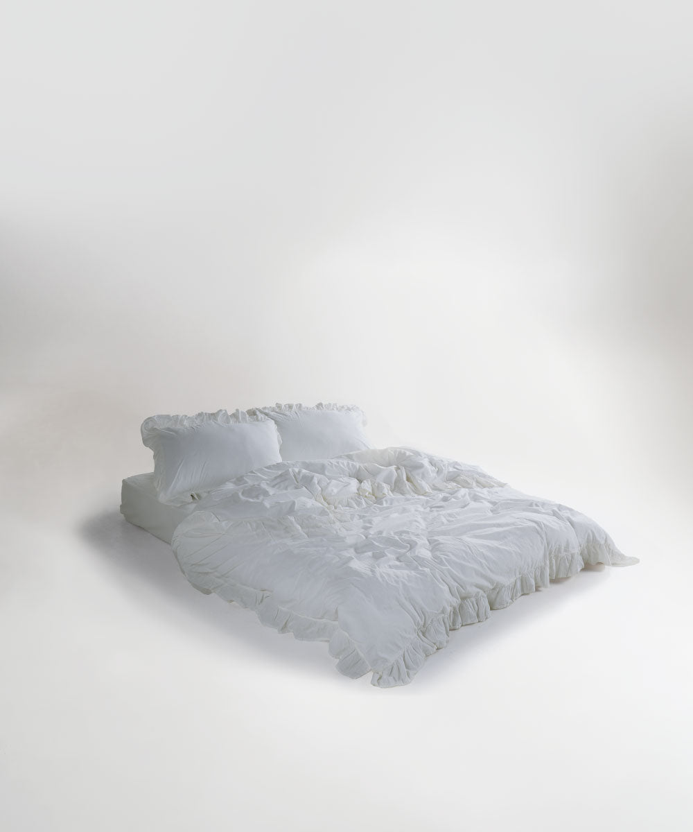 Stonewash 100% Yıkanmış Pamuk Exclusive Çarşaf Set Snow White