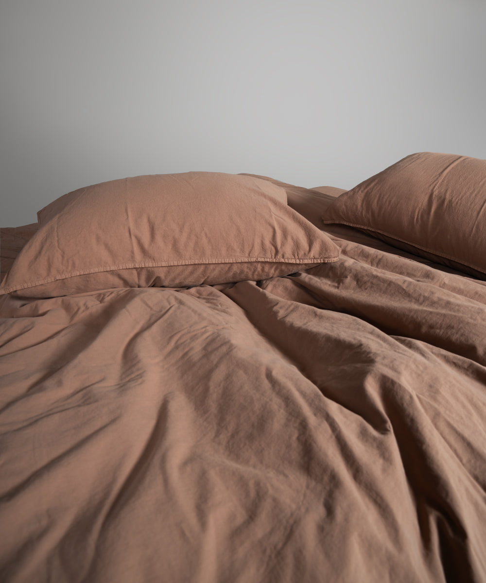 Stonewash 100% Yıkanmış Pamuk Nevresim Takımı Wood Smoke