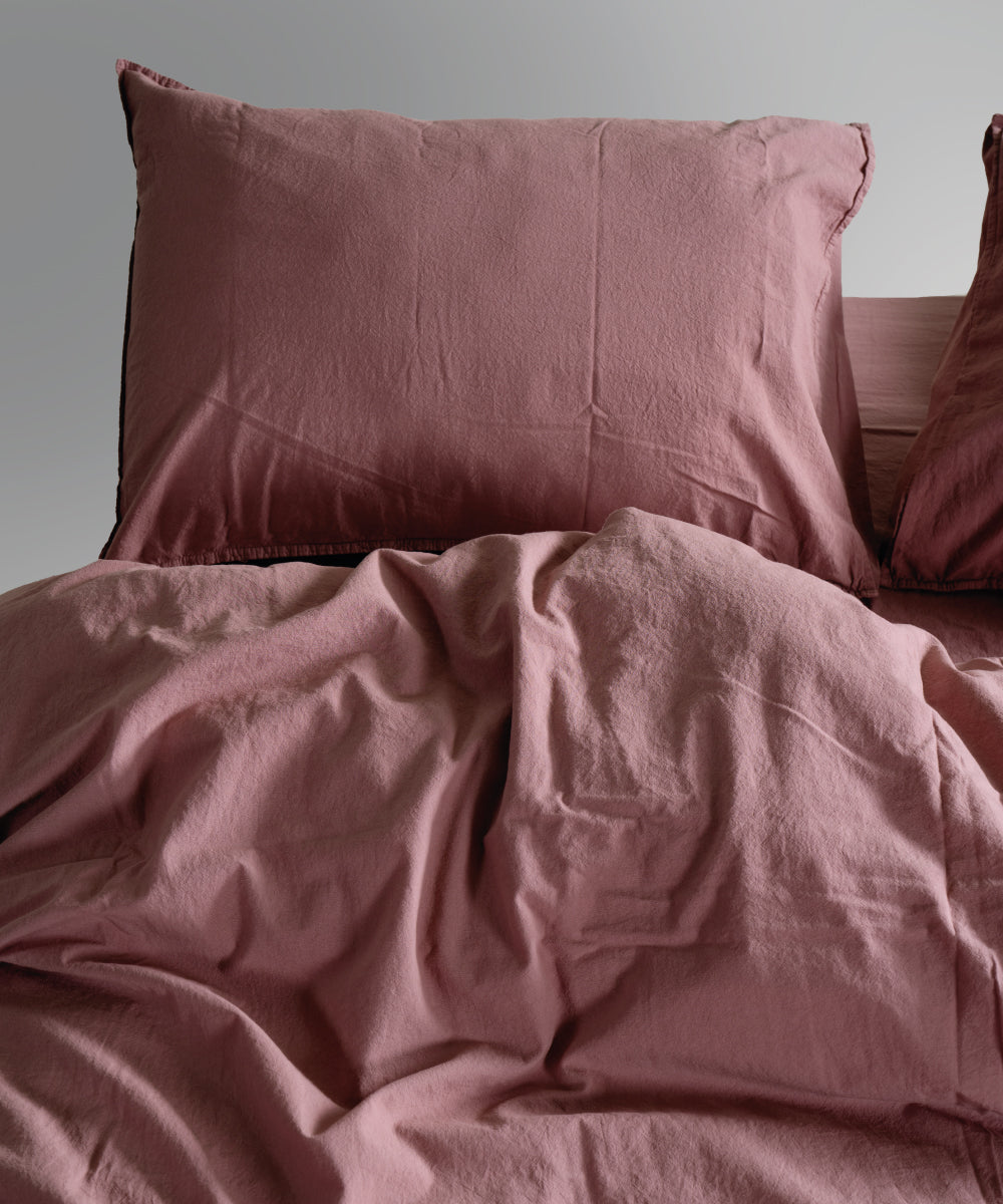 Stonewash 100% Yıkanmış Pamuk Nevresim Old Rose