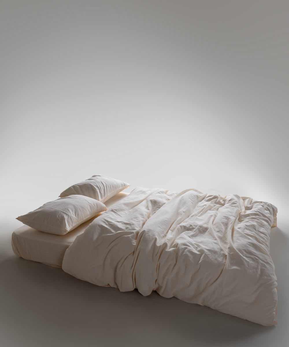 Stonewash 100% Yıkanmış Pamuk Nevresim Takımı Akdeniz Kremi