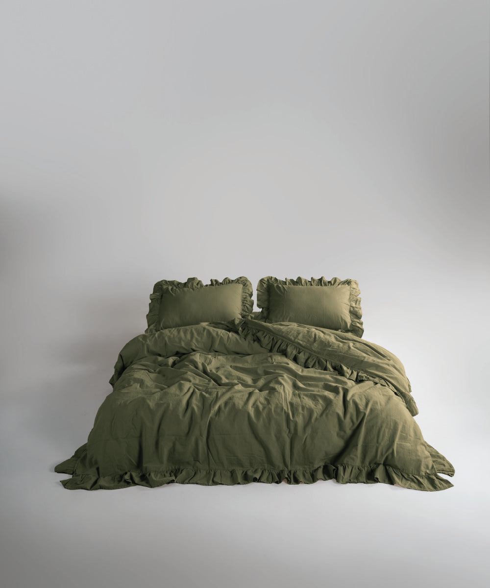 Stonewash 100% Yıkanmış Pamuk Exclusive Nevresim Capulet Olive