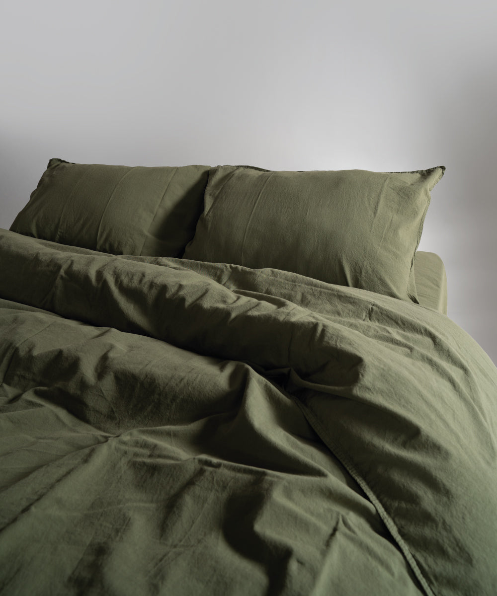 Stonewash 100% Yıkanmış Pamuk Nevresim Capulet Olive
