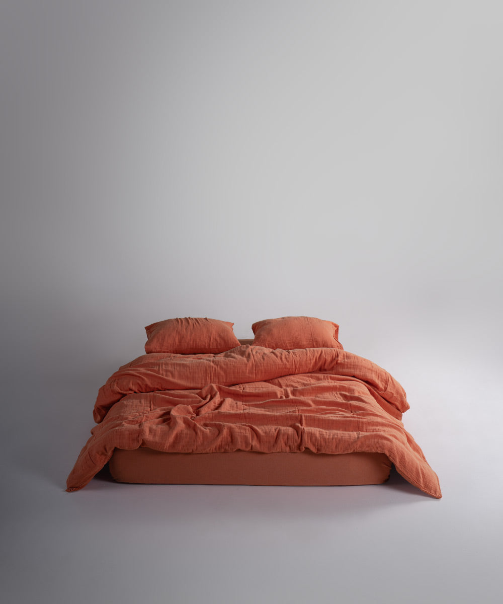 %100 Pamuk Yıkamalı Müslin Yastık Kılıfı - Mecca Orange