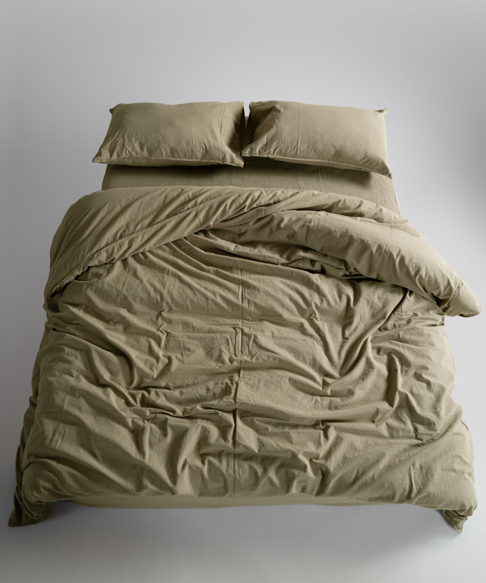 Stonewash 100% Yıkanmış Pamuk Nevresim Takımı Akdeniz Yeşili