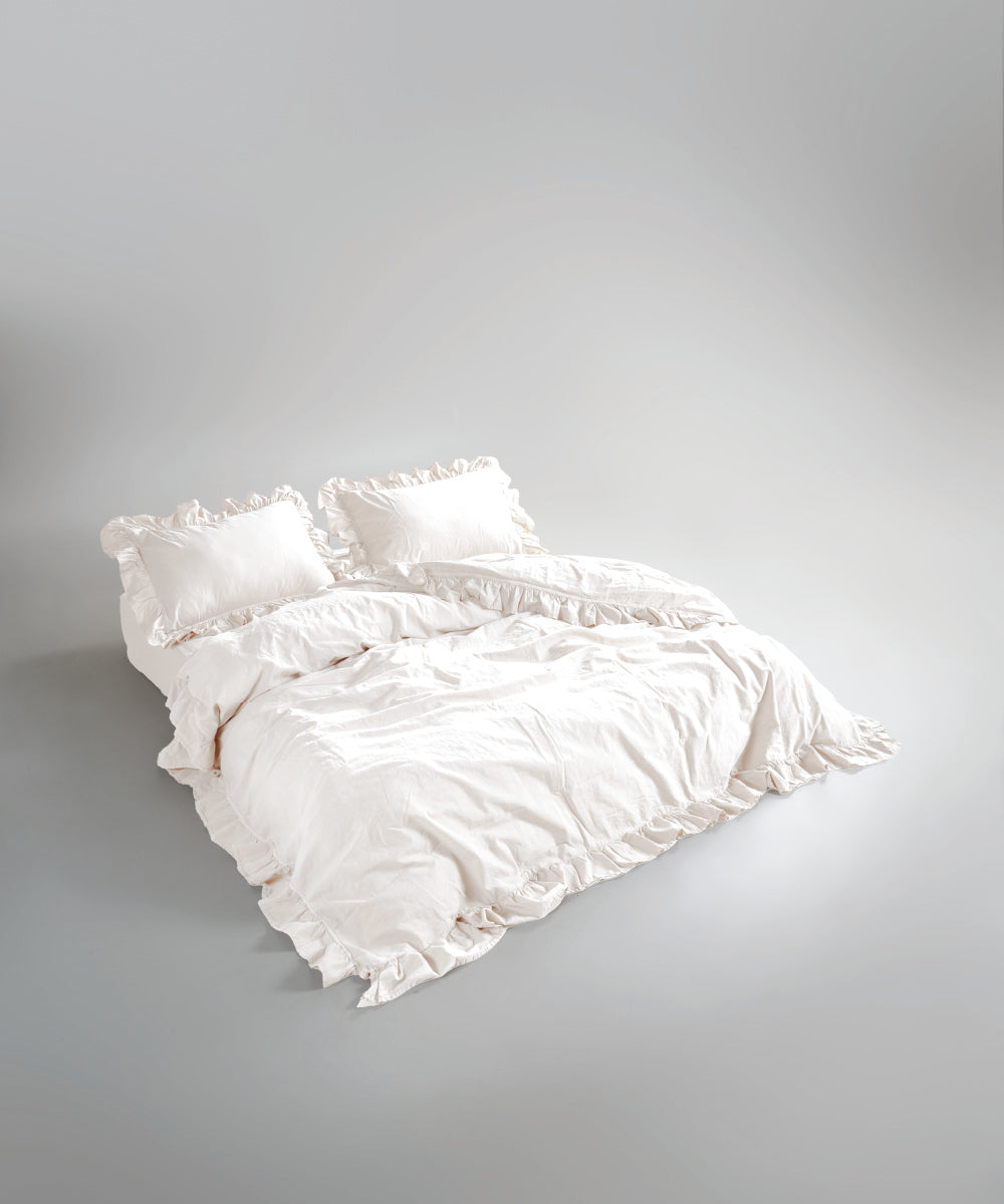 Stonewash 100% Yıkanmış Pamuk Exclusive Nevresim Takımı Snow White