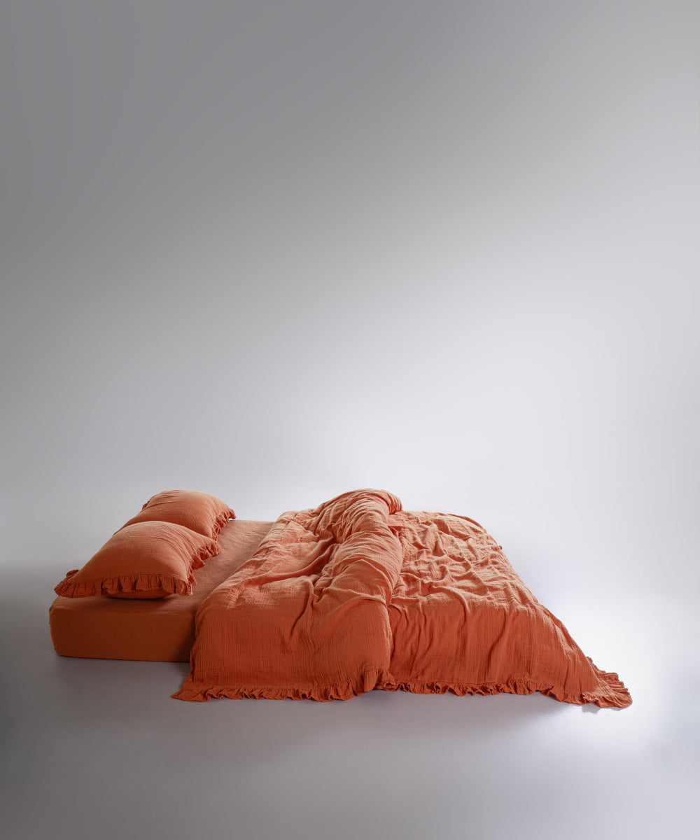 %100 Pamuk Yıkamalı Exclusive Müslin Yastık Kılıfı - Mecca Orange